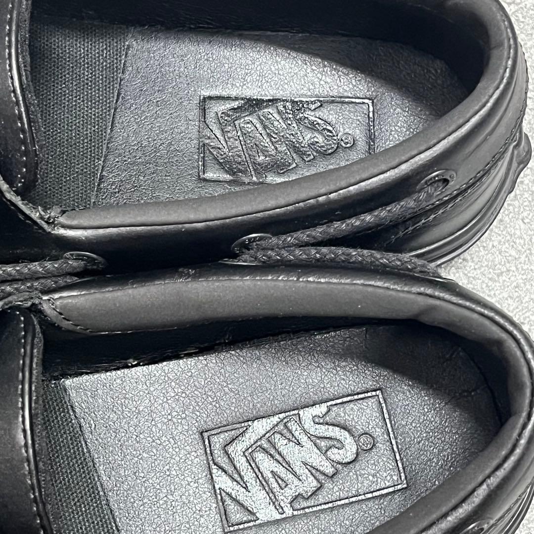 重厚レザーモカ2アイレットシルエットVANSV176CFブラック27cm