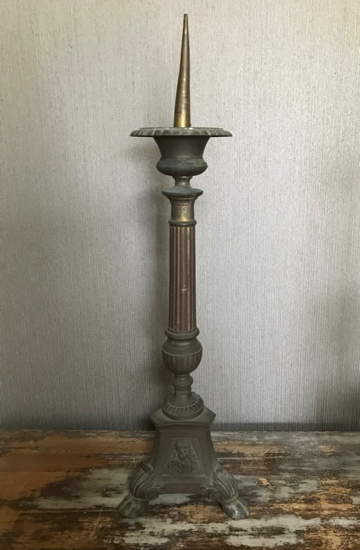 フランス　アンティーク　ブロンズ　キャンドルスタンド　燭台　ペア