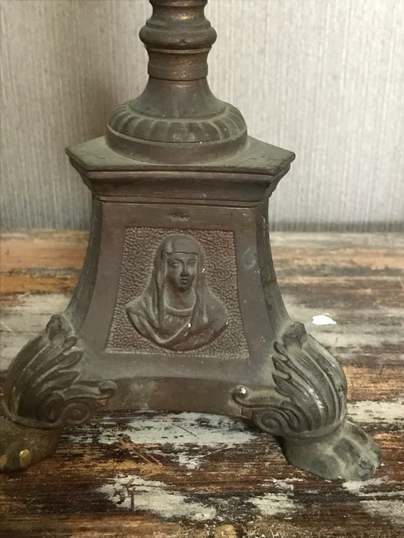 フランス　アンティーク　ブロンズ　キャンドルスタンド　燭台　ペア