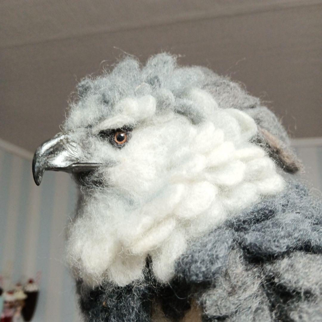 ハーピーイーグル オウギワシ 羊毛フェルト 鳥 ぬいぐるみ 鷹 鷲 猛禽類