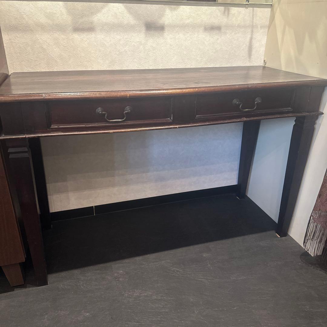 ⭐︎木製文机 ダークブラウン 引き出し2つ⭐︎