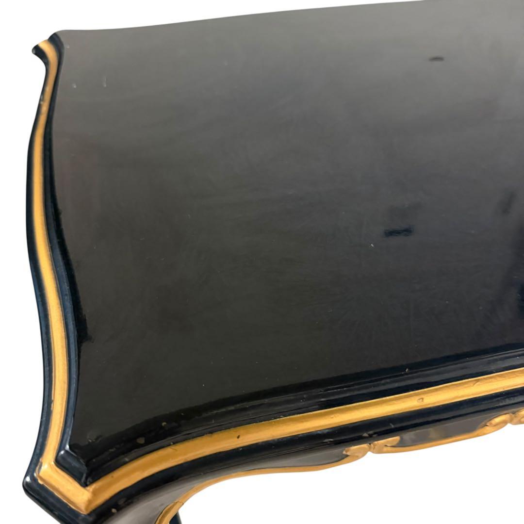 ヨーロピアン調 黒×金 花台 サイドテーブル 猫脚