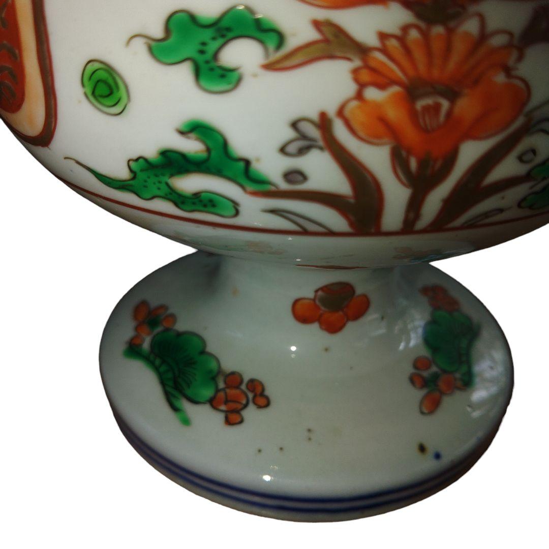 明治期　伊万里焼　草花文色絵盃洗　骨董品　アンティーク