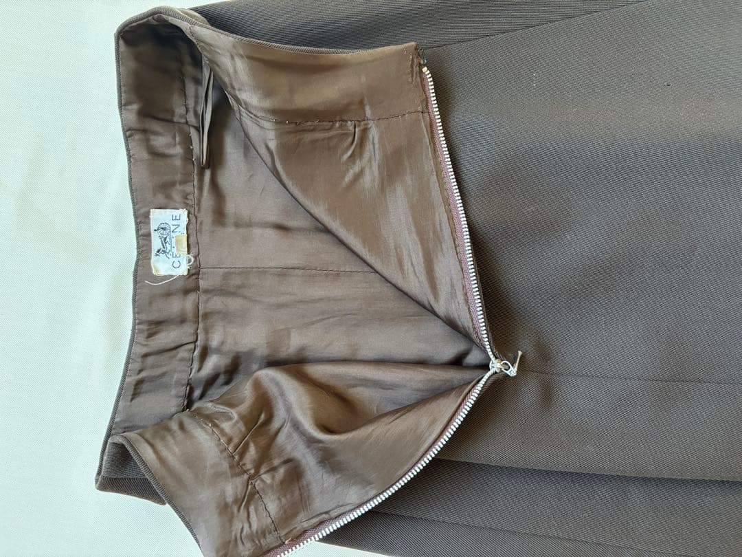 Vintage CELINE ブラウン フレアスカート 38サイズ
