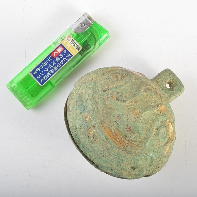 仏教美術　新羅　古銅青銅　鍍金　鈴　合わせ箱　C　R7426