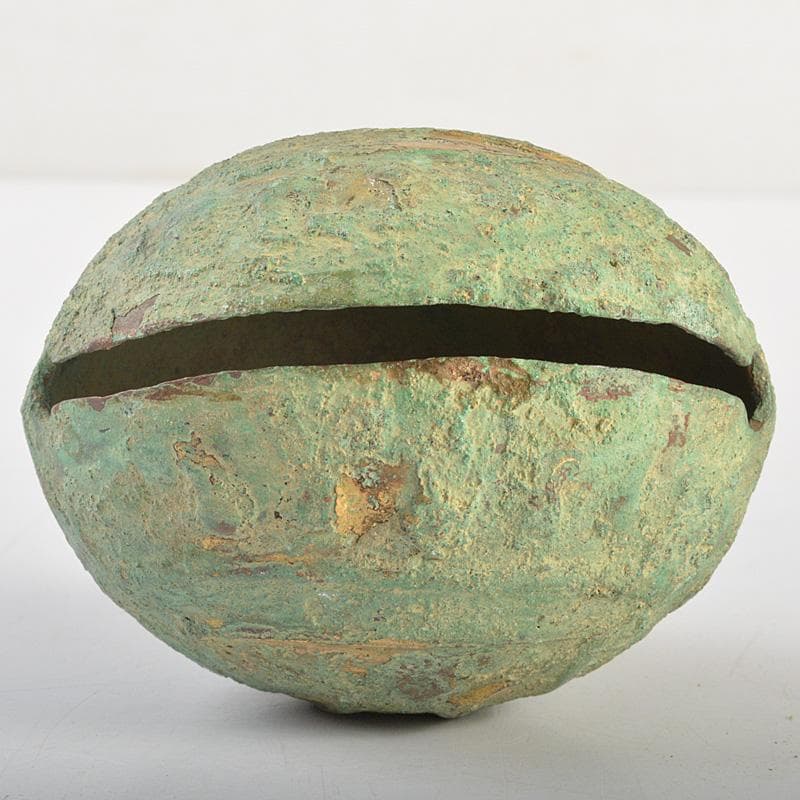 仏教美術　新羅　古銅青銅　鍍金　鈴　合わせ箱　C　R7426