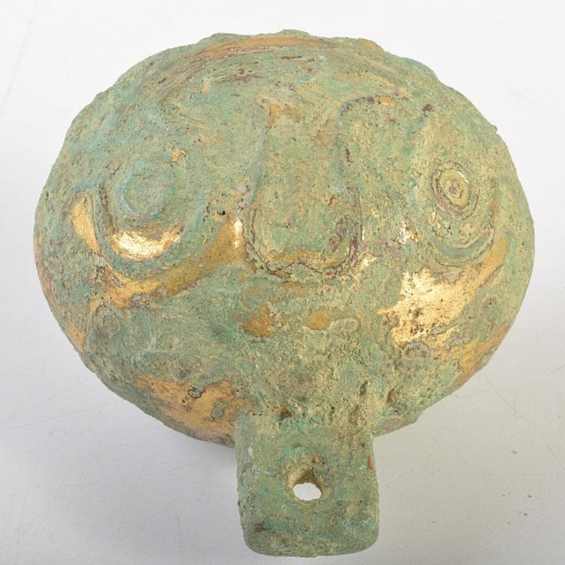 仏教美術　新羅　古銅青銅　鍍金　鈴　合わせ箱　C　R7426