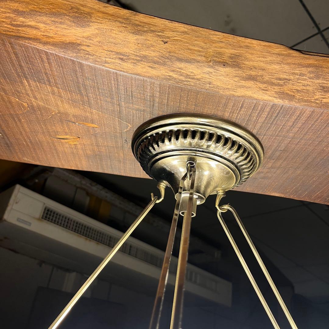 【瀧住照明製】ステンドグラス風シャンデリア 5灯式 天井直付け 花柄デザイン②