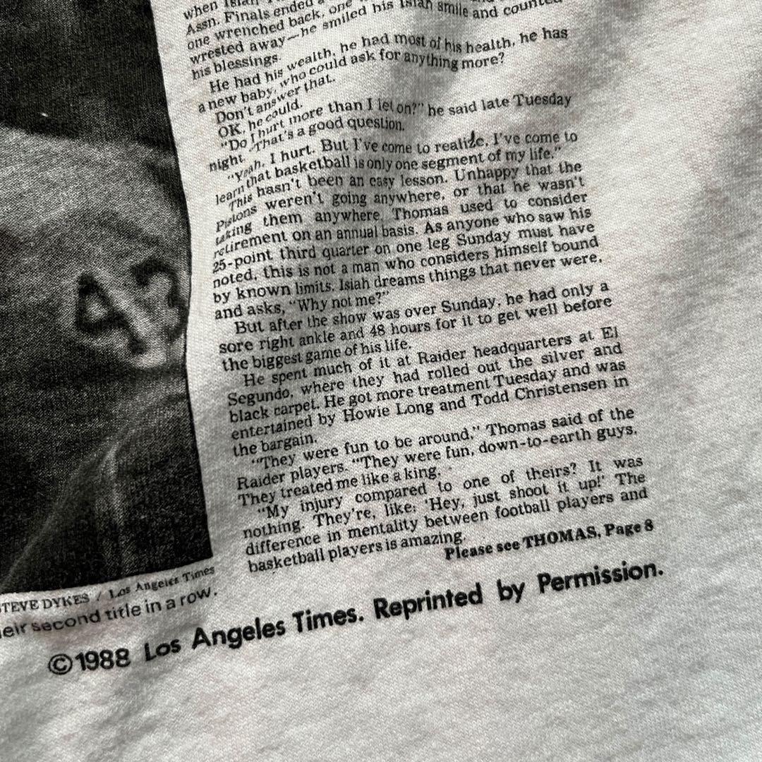 【80s】USA製NBAレイカーズ ニュースペーパーTシャツ　シングルステッチ