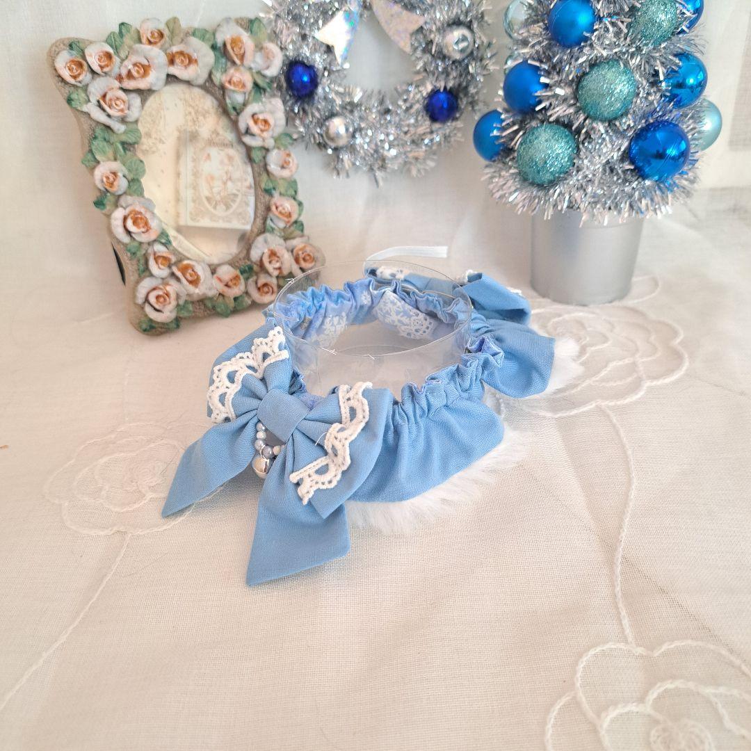 短毛シュシュ、スノーフレーク(ブルー)わんちゃん猫ちゃん用