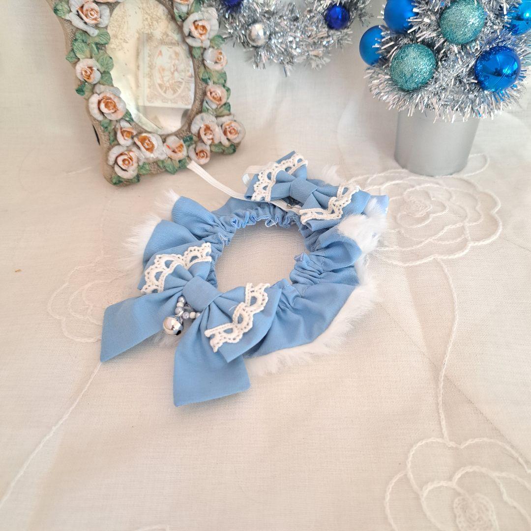 短毛シュシュ、スノーフレーク(ブルー)わんちゃん猫ちゃん用