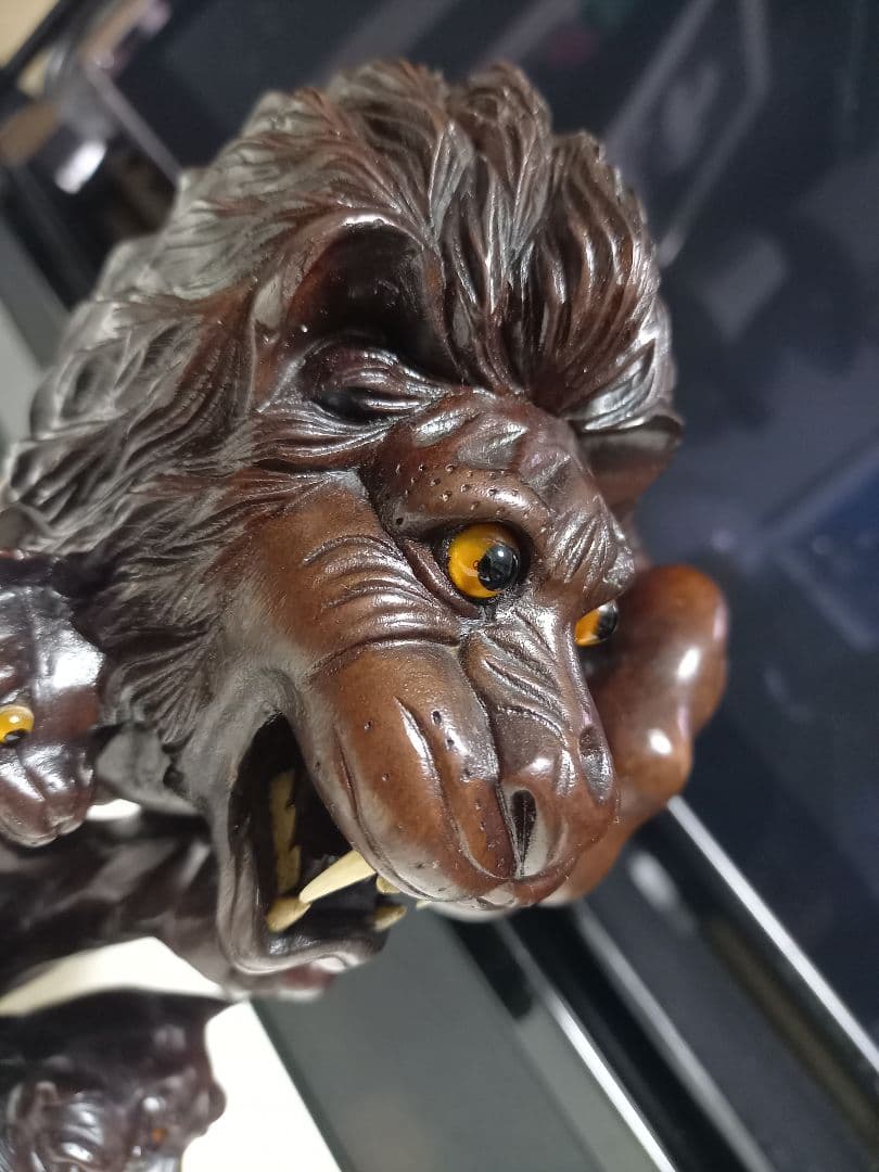 骨董　根木　唐木　無垢材　手彫り　硝子眼　唐獅子　細密　細工