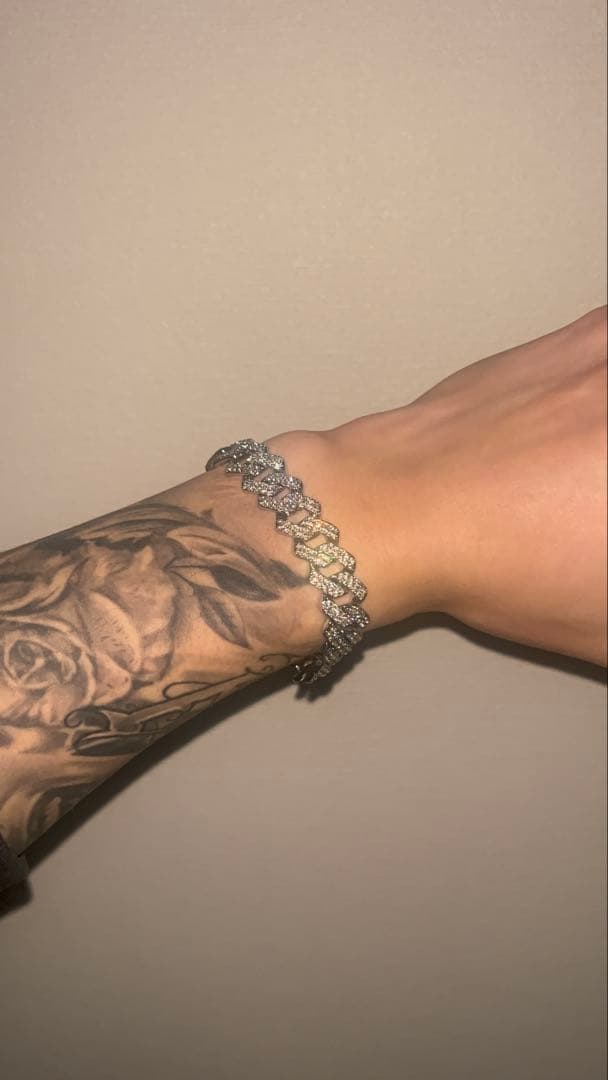 マイアミブレスレット　シルバーゴールド　モアサナイト18cm