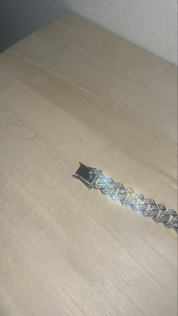 マイアミブレスレット　シルバーゴールド　モアサナイト18cm