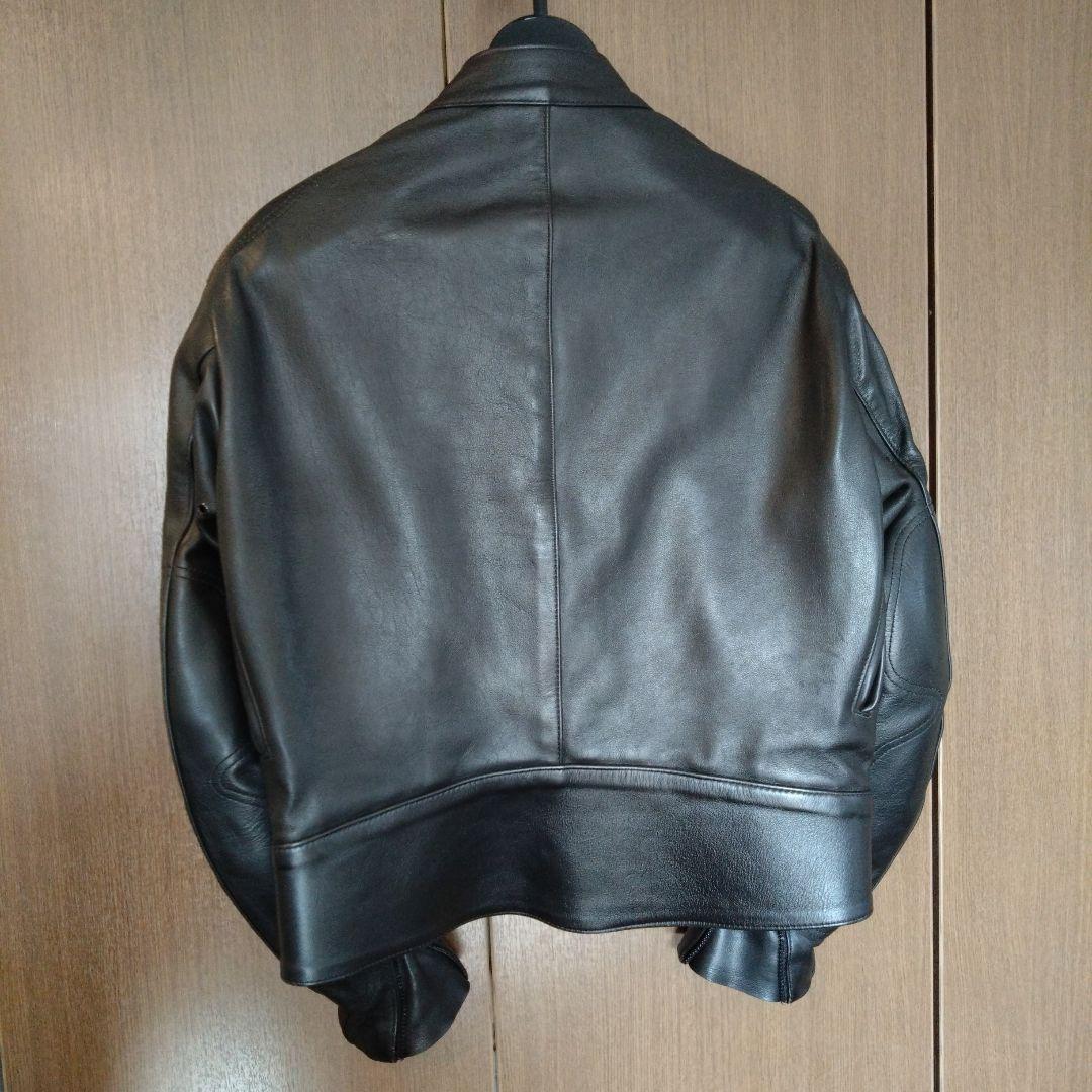 バンソン　レザーライダースジャケット　プロテクター付　黒色　42　大きめサイズ