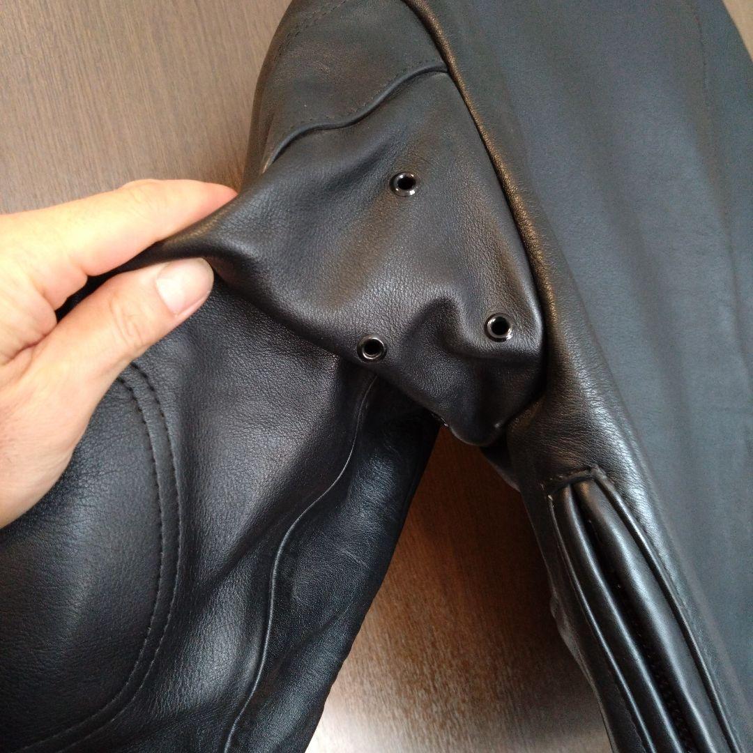 バンソン　レザーライダースジャケット　プロテクター付　黒色　42　大きめサイズ