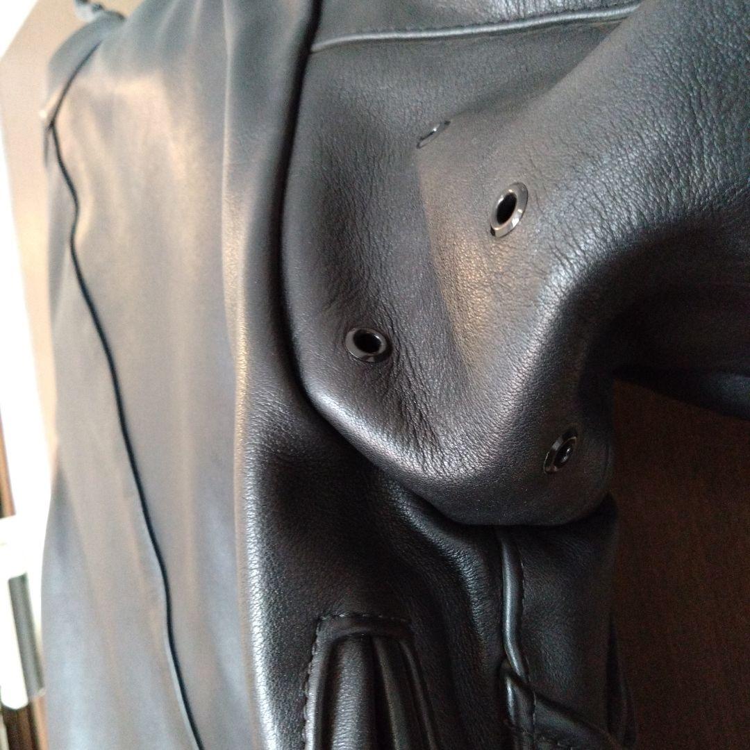 バンソン　レザーライダースジャケット　プロテクター付　黒色　42　大きめサイズ