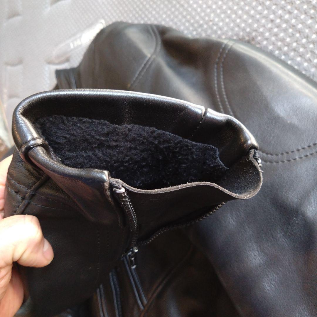 バンソン　レザーライダースジャケット　プロテクター付　黒色　42　大きめサイズ