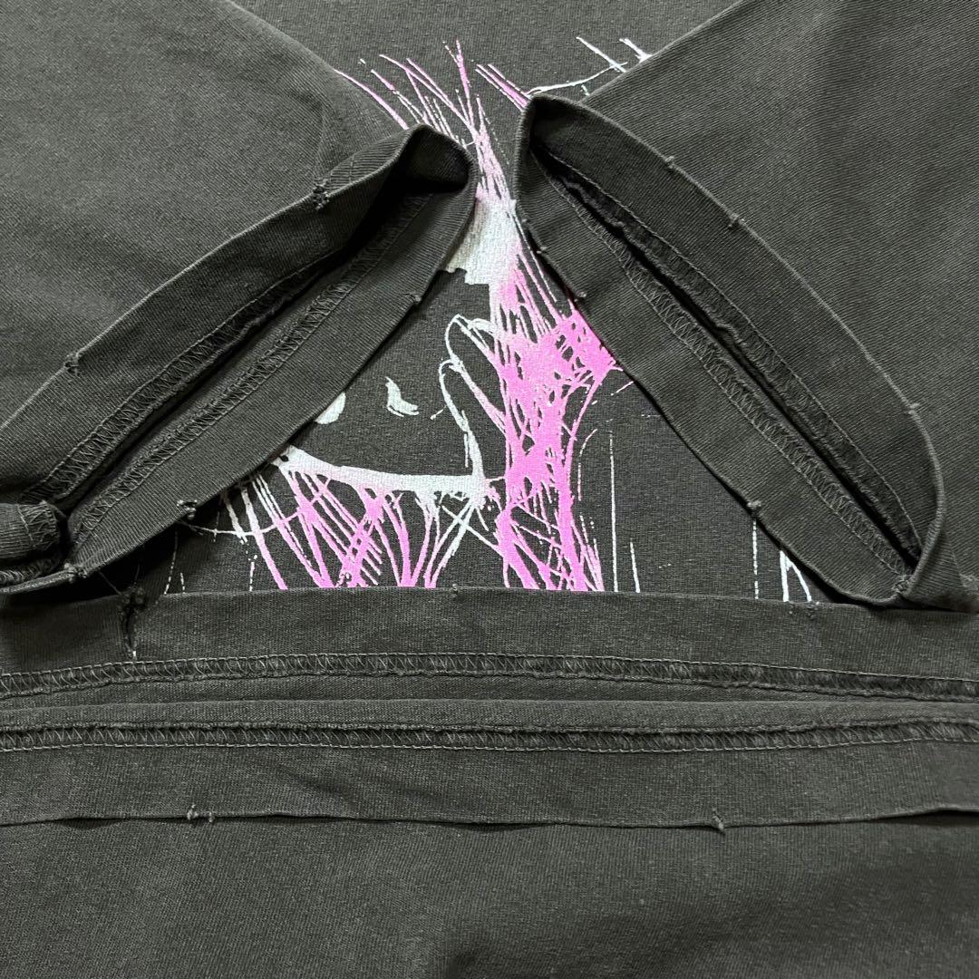 【L】ちょびっツ ちぃ アニメ Tシャツ フェードブラック 両面プリント