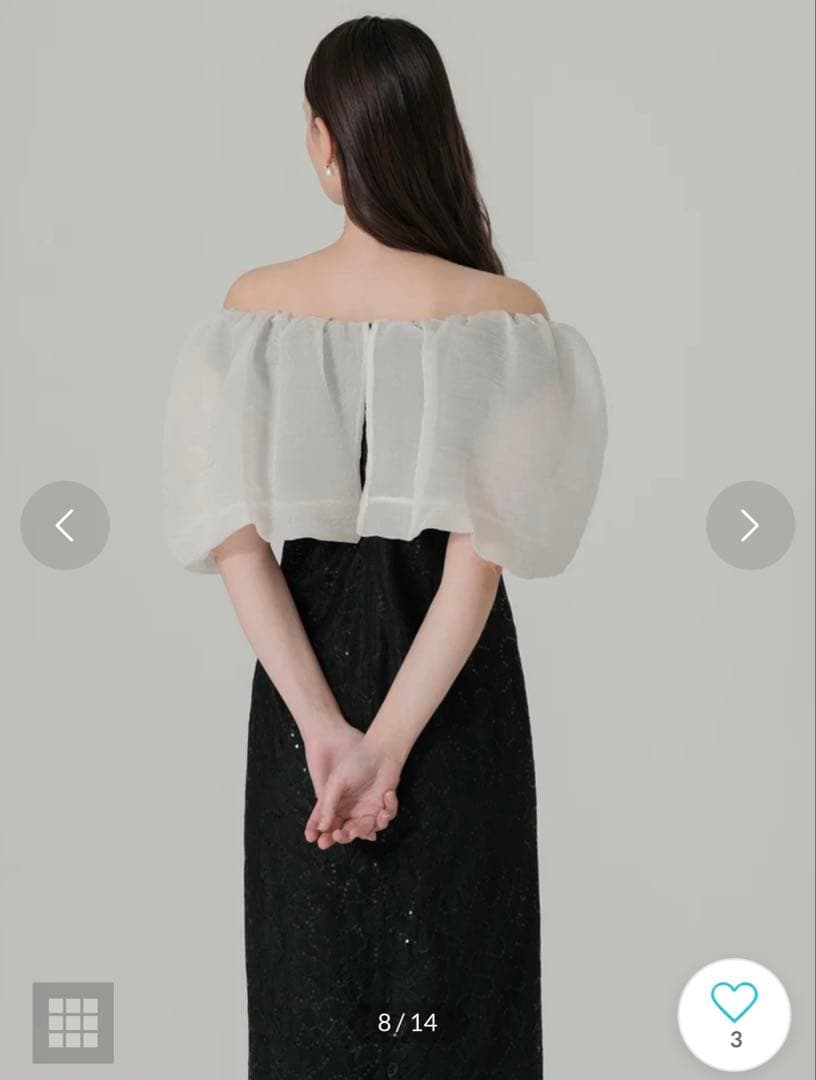 オフショルダー レース ロングドレス