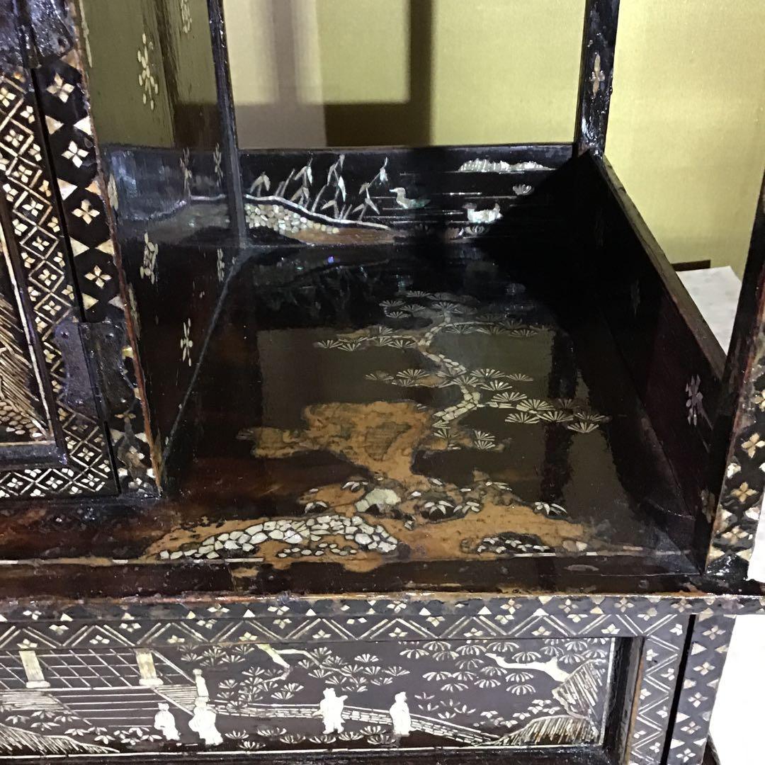 極細密螺鈿　小型　棚　江戸期