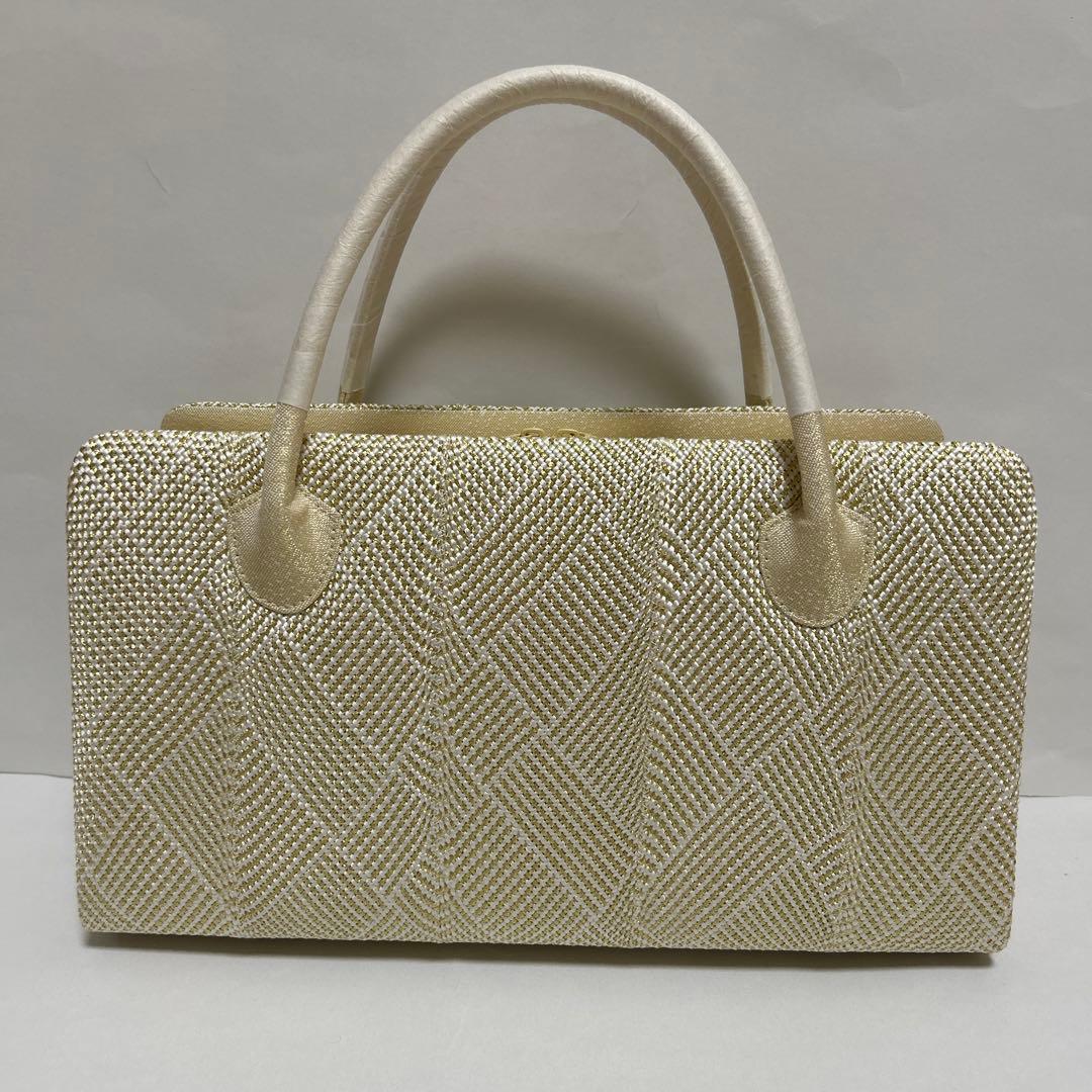 バック バッグ 和装バッグ あおりバッグ 利休バッグ 着物に 組織り 薄金色