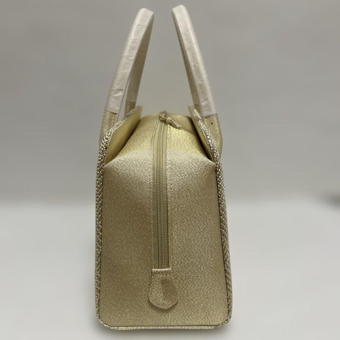 バック バッグ 和装バッグ あおりバッグ 利休バッグ 着物に 組織り 薄金色