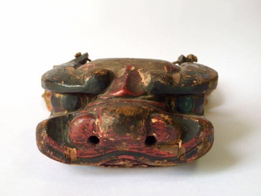 【神楽面 木彫 獅子頭】桃山～江戸初期 古美術　古裂　獅子舞