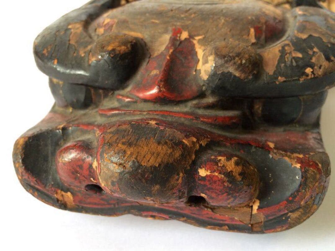 【神楽面 木彫 獅子頭】桃山～江戸初期 古美術　古裂　獅子舞