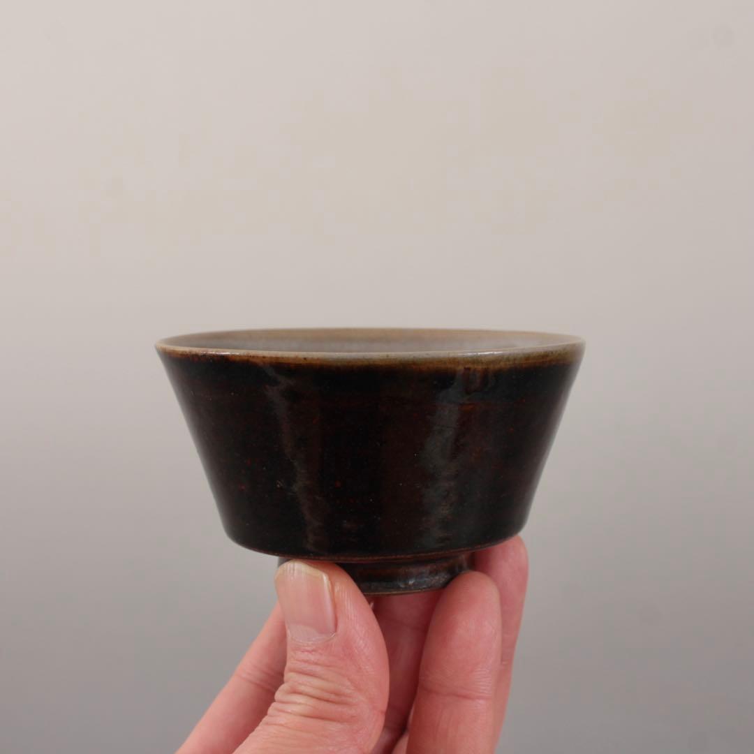 萬古焼？ 外側鉄釉 盃 酒器 ぐい呑み 古道具 アンティーク