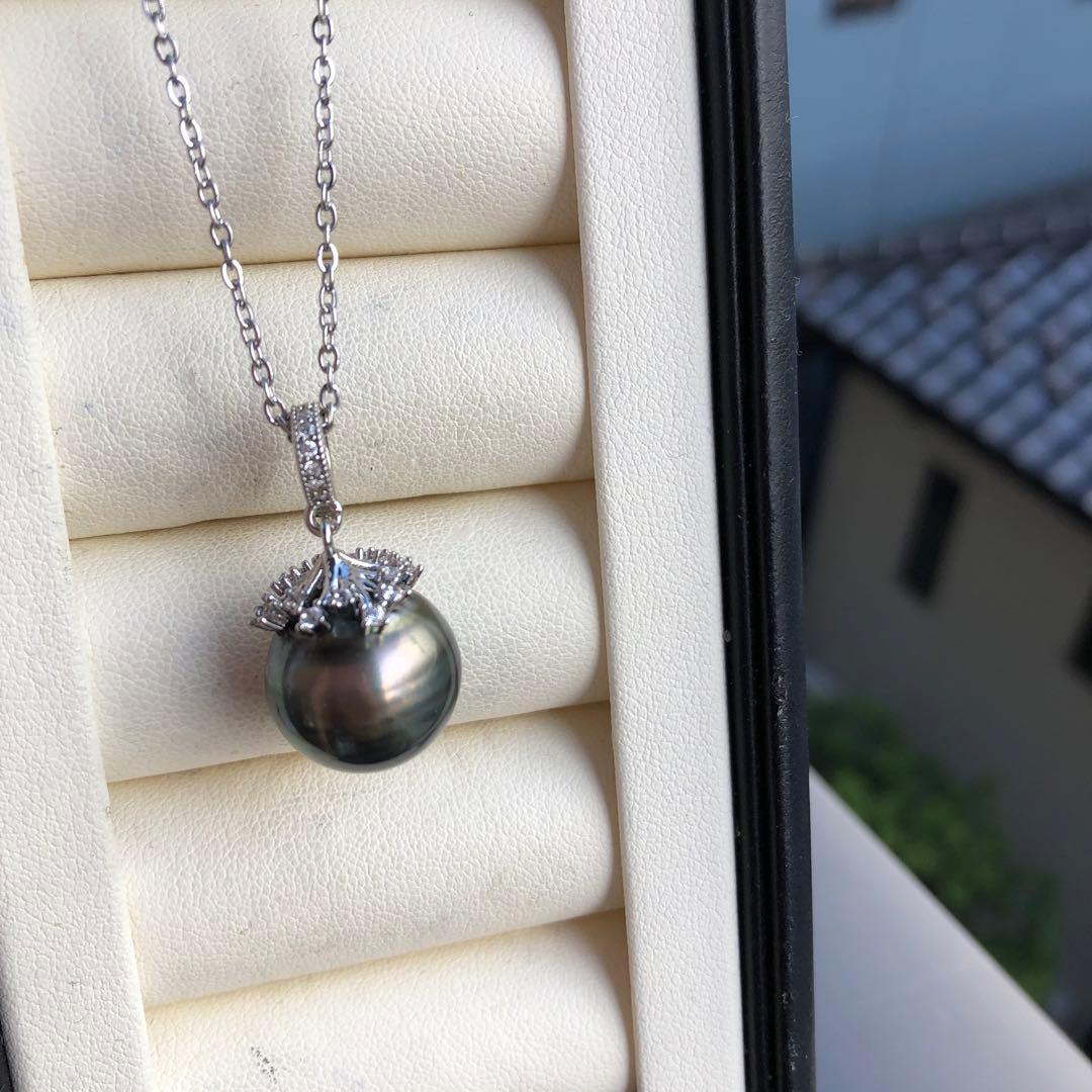 年末感謝価格　特大　黒蝶真珠ネックレス　タヒチ産