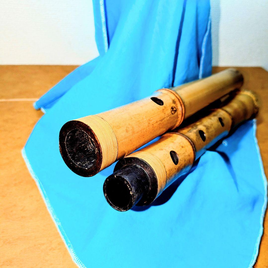 尺八　琴古流　白舟銘二印　二本繋ぎ　藤巻　二尺一寸