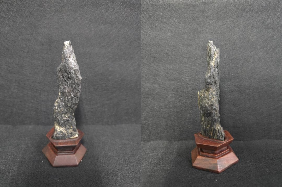 M▽鑑賞石 盆石 台付 水石 (K00327)