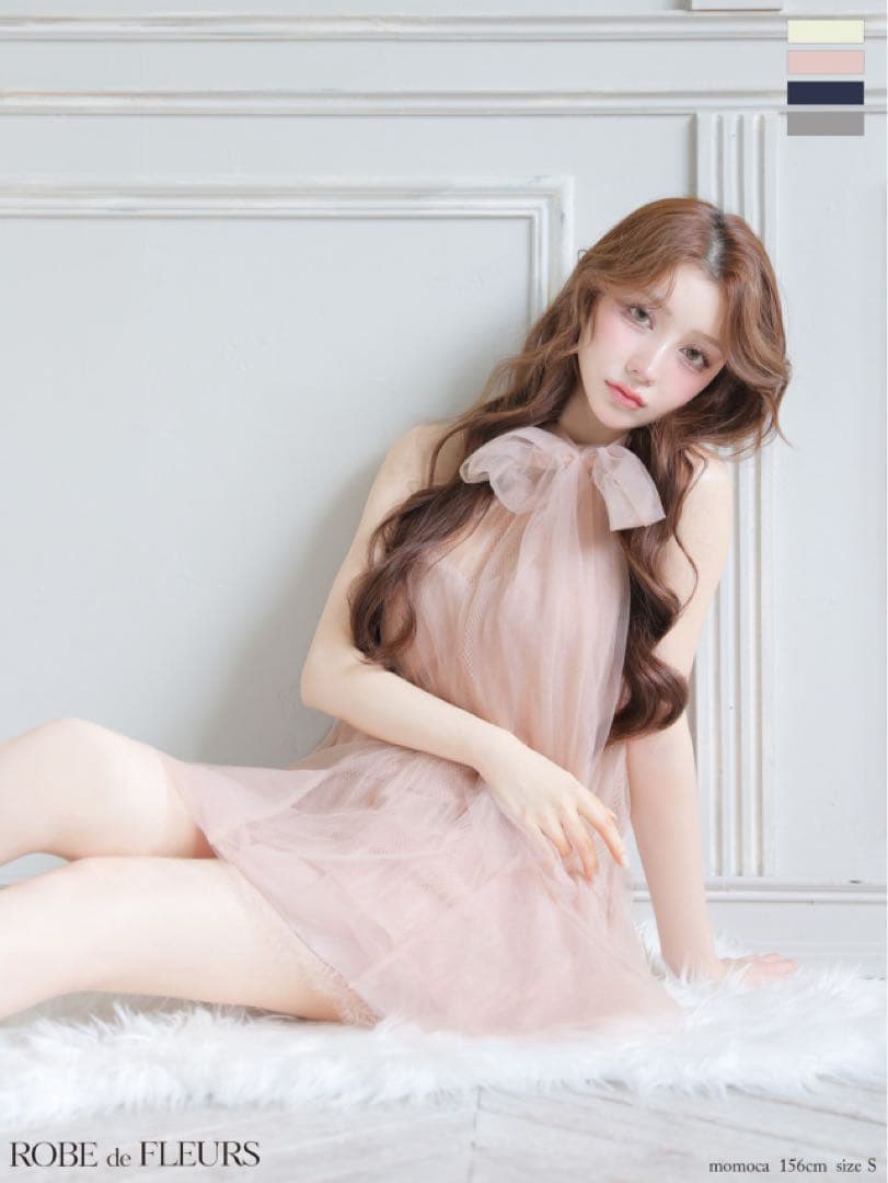 ハイネックウエストリボンフレアミニキャバドレス(fm3486)