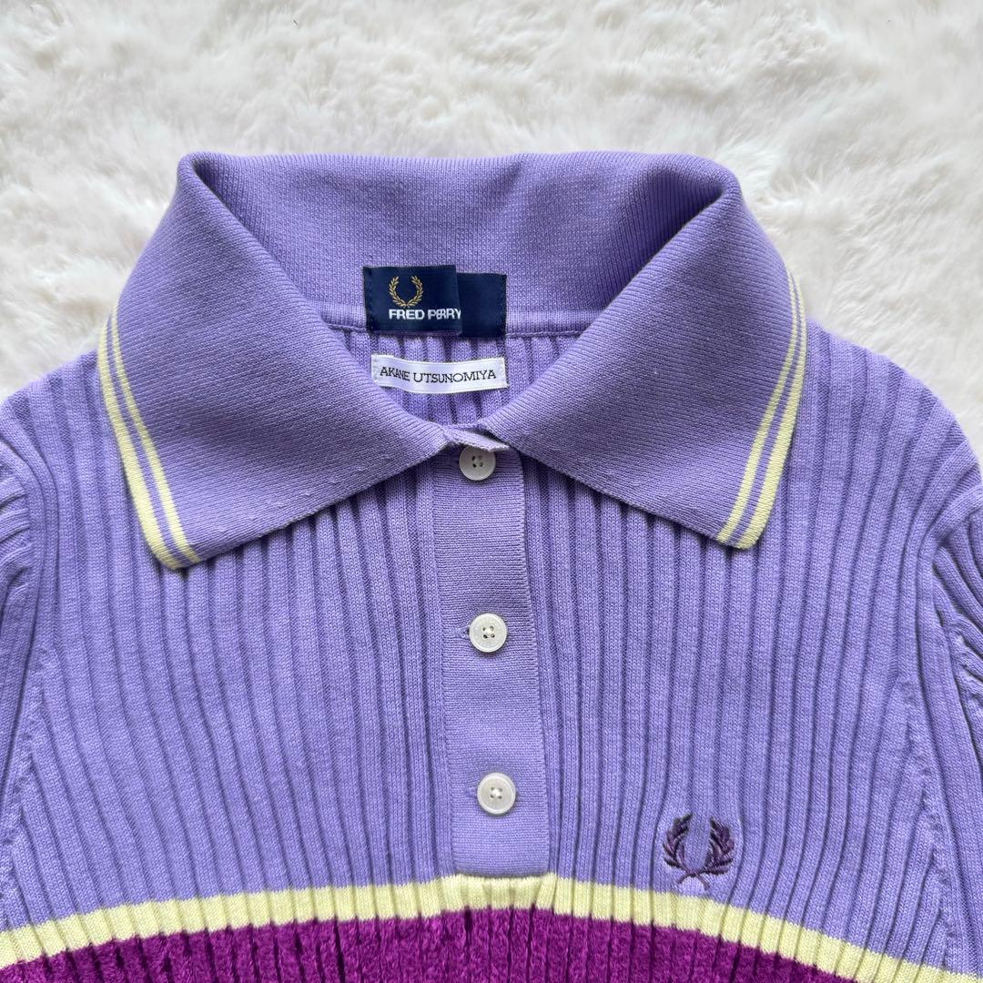 ⭐️フレッドペリー【F】アカネウツノミヤ パープル リブ ポロシャツ 半袖 美品