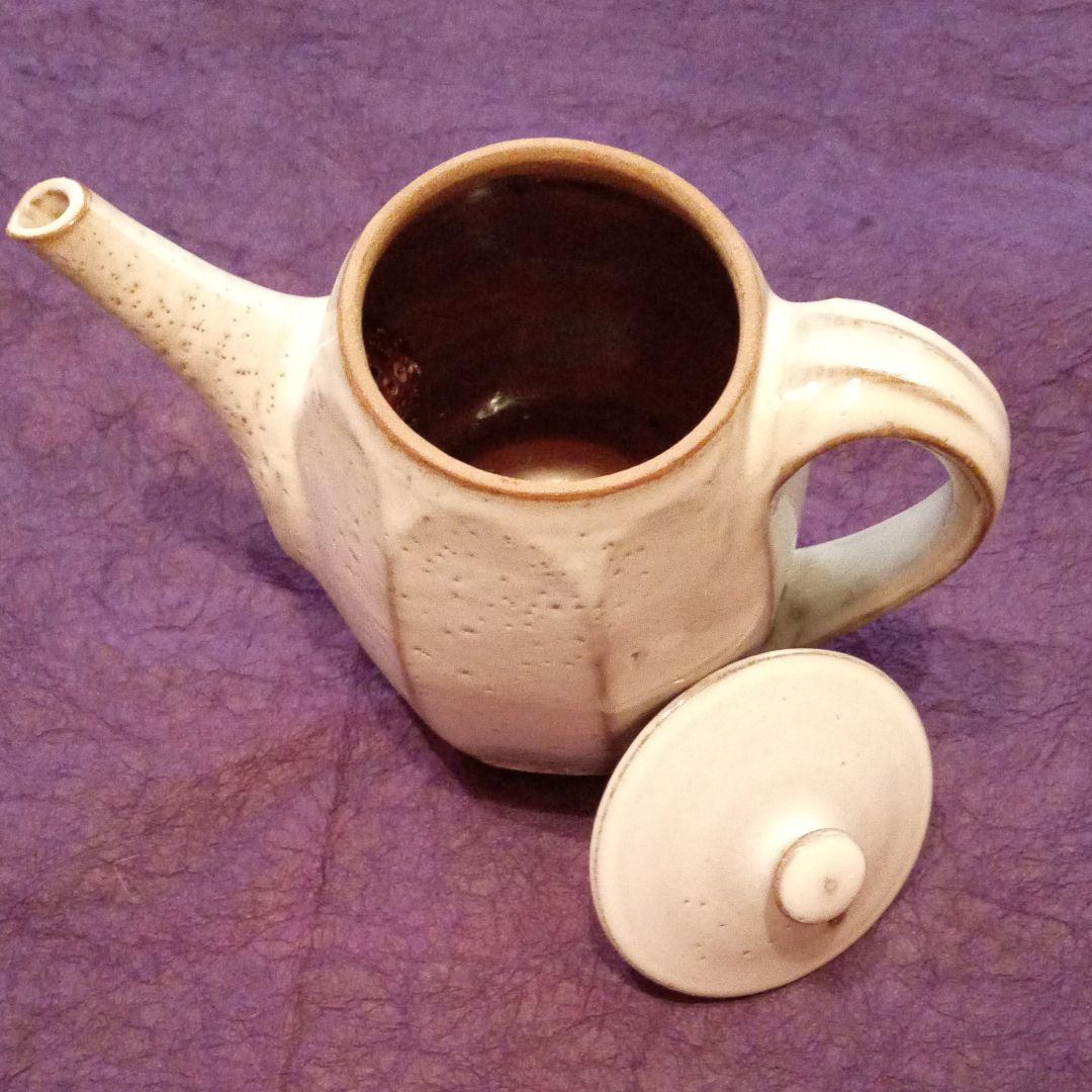 福光焼　白釉面取ポット