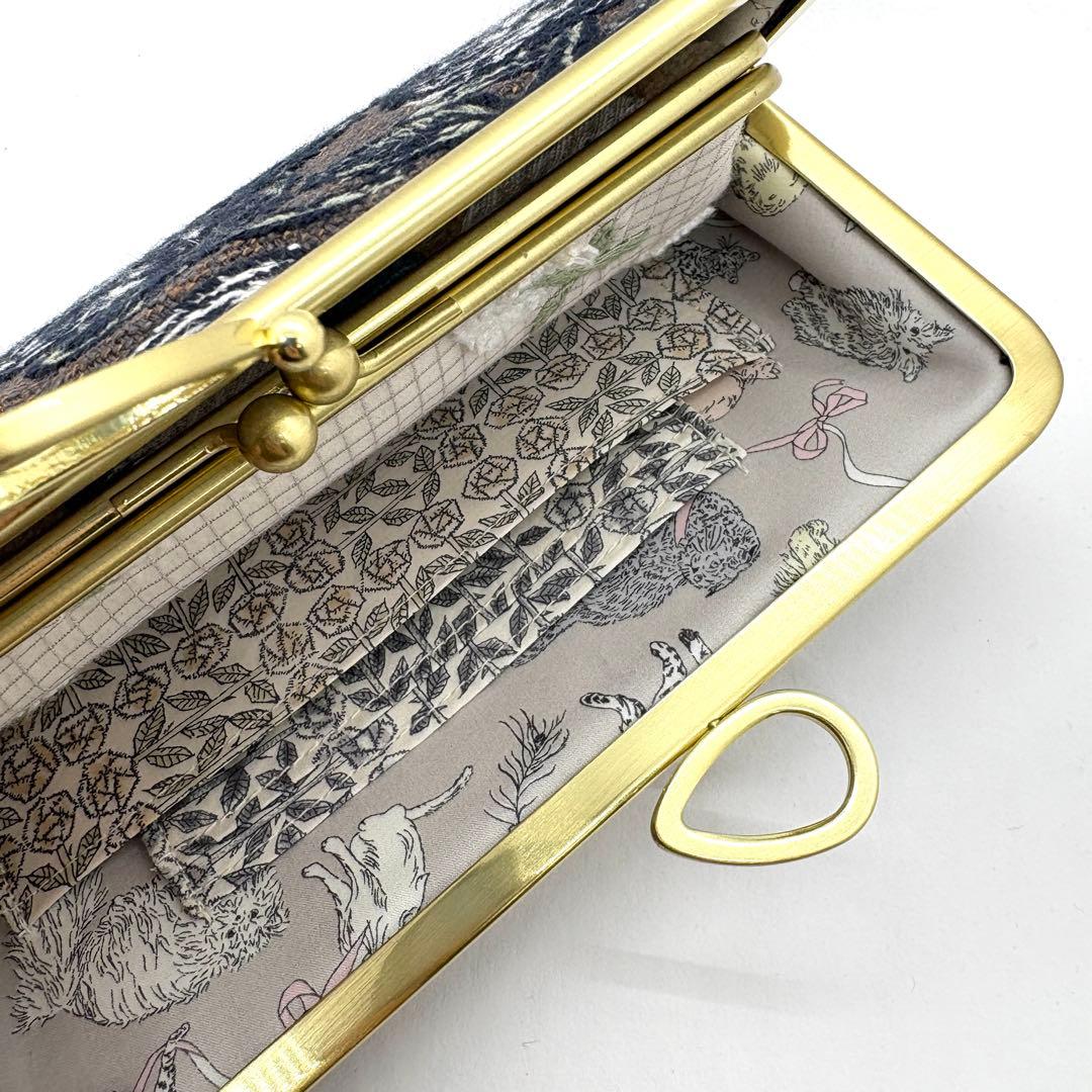 ミナペルホネンハンドメイドパッチワークリボン口金親子がま口長財布