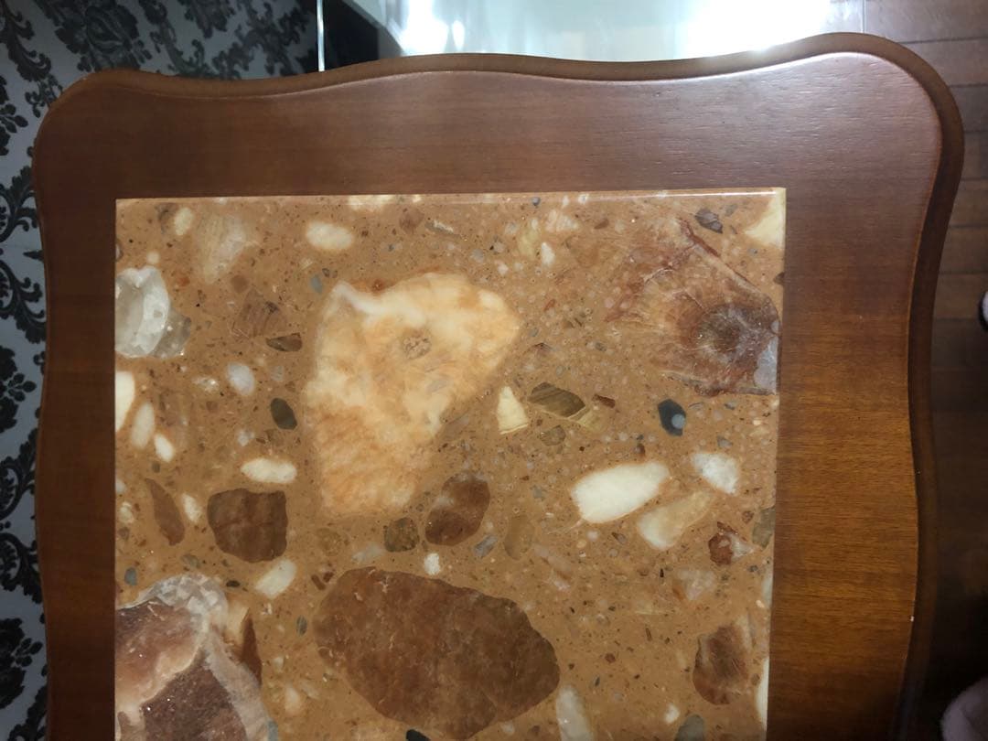 高級♦️猫脚 彫刻 アンティーク♦️イタリア 大理石 サイド テーブル♦️映えテーブル