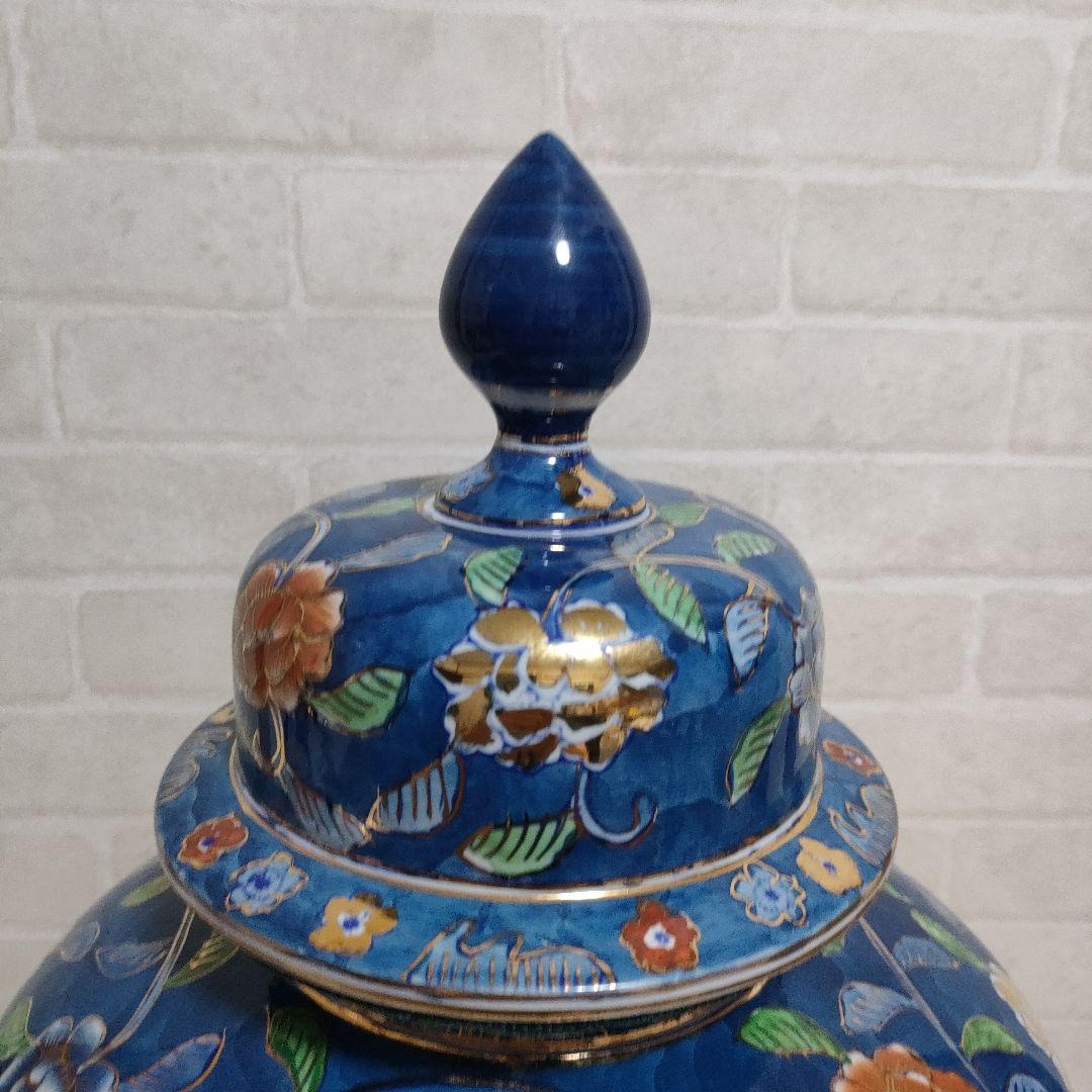 有田焼 古許窯 菊水作 孔雀雉絵図 沈香壺 飾壺 高さ50cm 古美術 骨董品