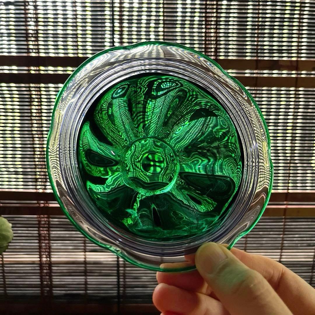 骨董　現代アート　北洋硝子　秋村実　作品　紫千巻　輪花碗　氷コップ　１客