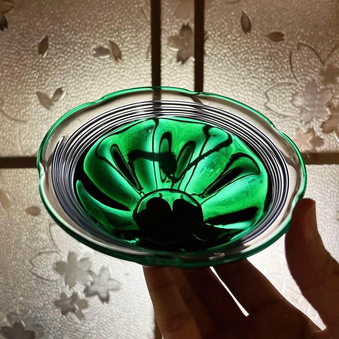 骨董　現代アート　北洋硝子　秋村実　作品　紫千巻　輪花碗　氷コップ　１客